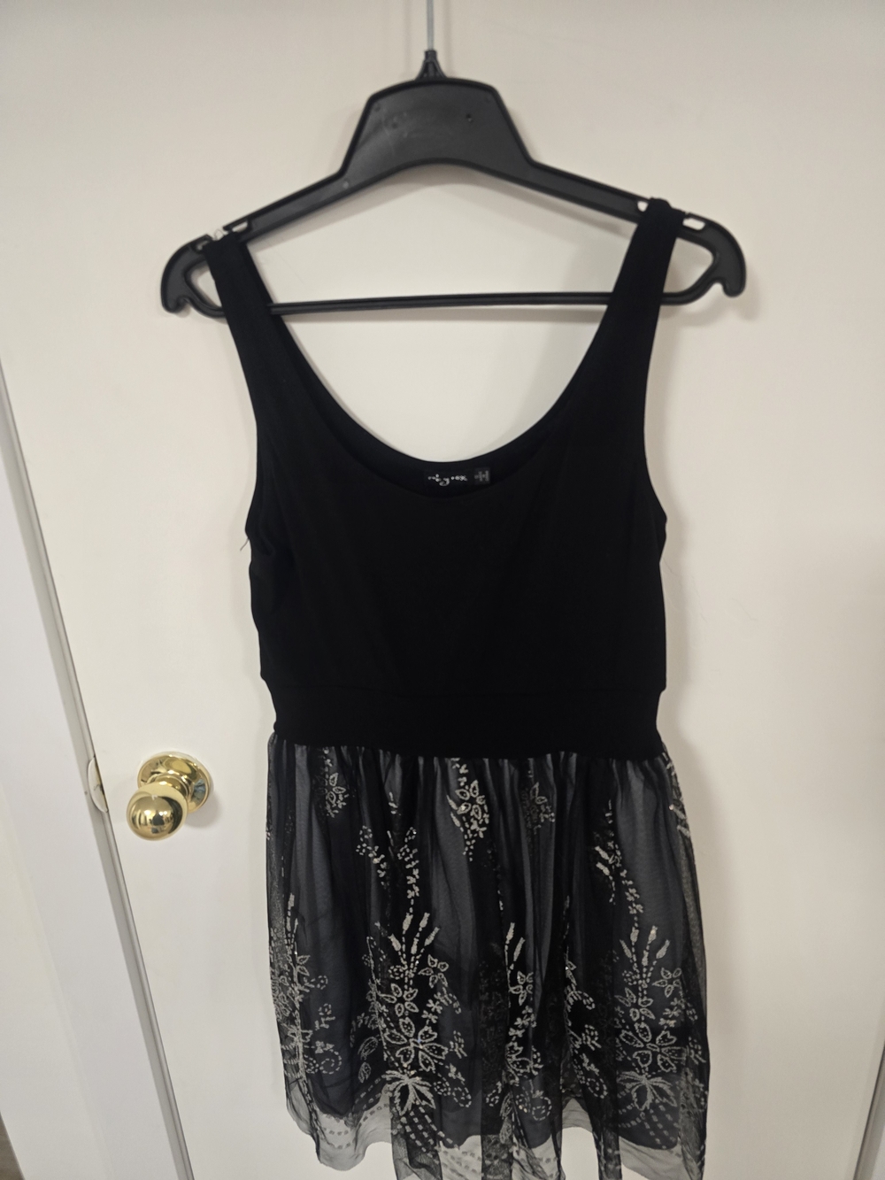 Black Dress with Embroidered Skirt
